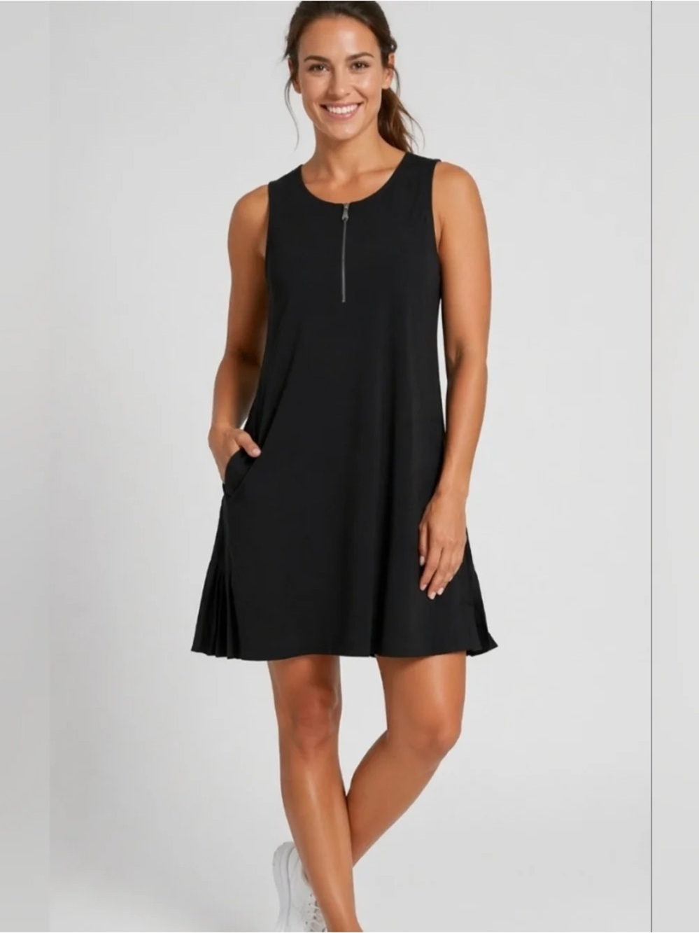 Chico's Black Sleeveless Zip-Front Mini Dress size 14